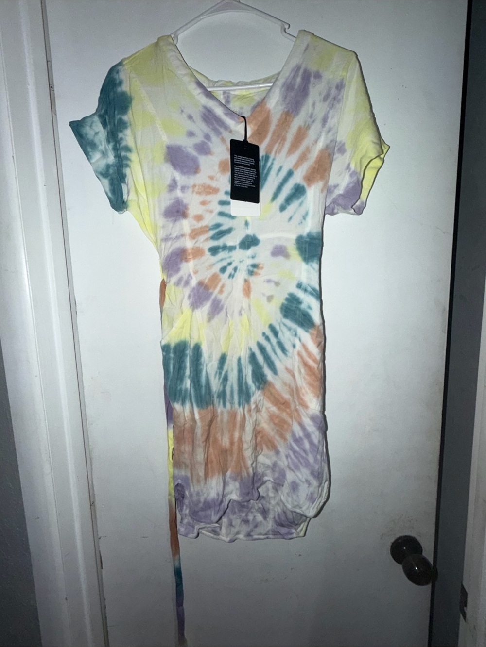 Chaser Multi-Color Spiral Tie-Dye Short Sleeve Dress